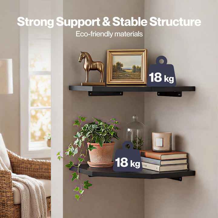Corner Shelves 2 Pcs Wall Mounted Storage Display Rack Adjustable Bedroom