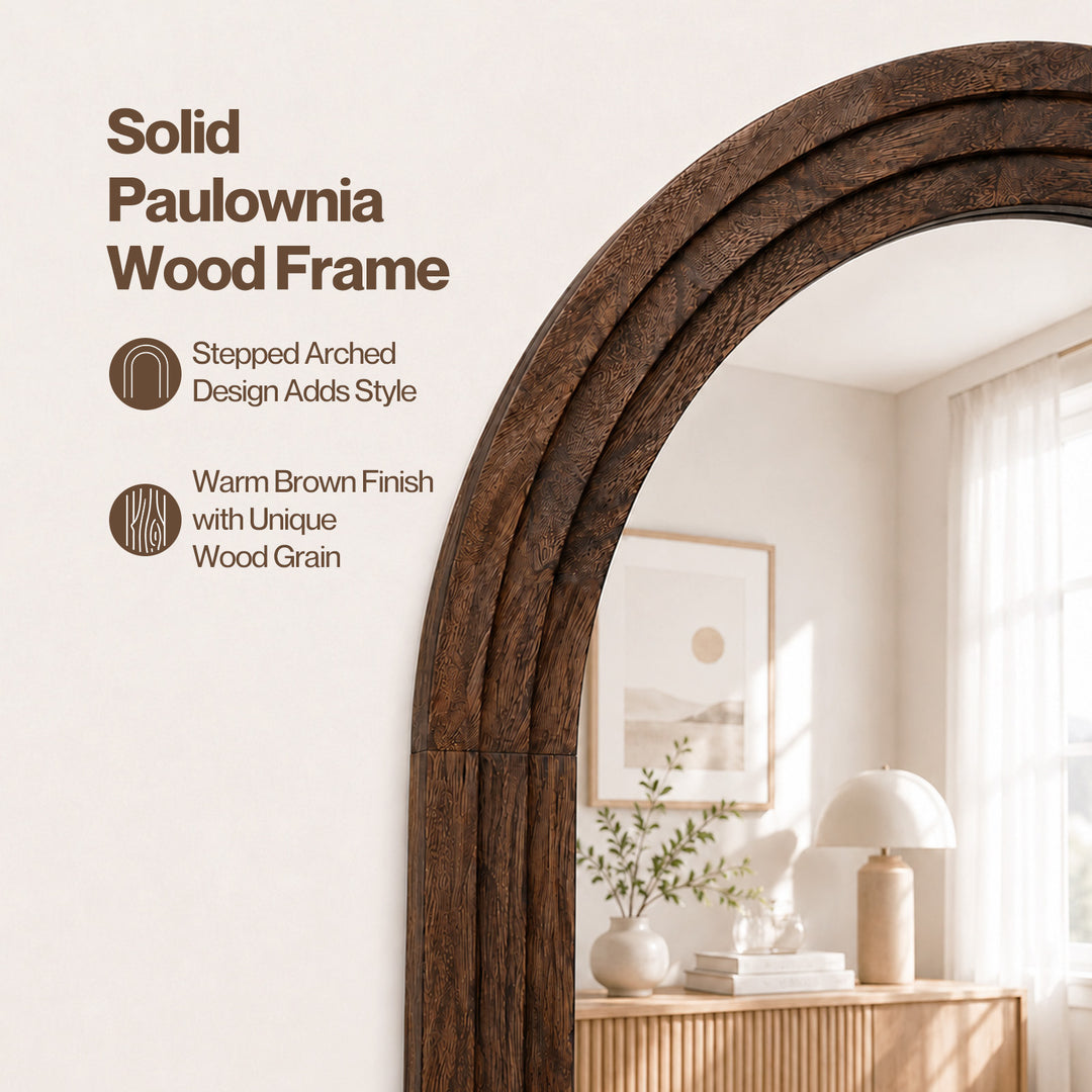 Mirror Full Length 4mm Tempered Glass Stand Lean Mount Bedroom Brown