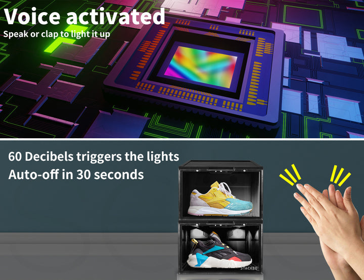 Black Shoe Box Sneaker Display Case LED Lighted Magnetic Anti-oxidation Clear