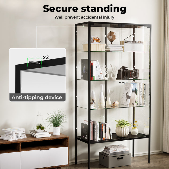 Glass Display Cabinet Heavy Duty 160cm Tall High Transparency Jewlery