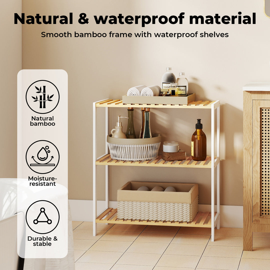 Bamboo Storage Rack Natural Shelf Shoe Organiser Home Decor