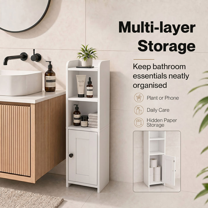 Levede Bathroom Cabinet Storage Slim Organiser Paper Holder Corner 78.5cm Black