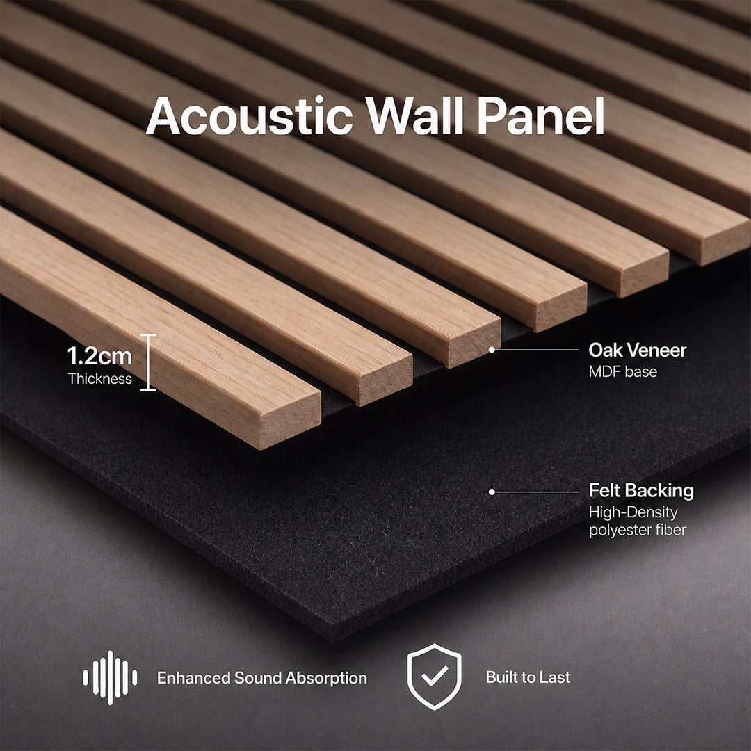 Acoustic Wall Panels 4pc NRC>0.7 120 x 60cm for Interior Wall Decor Oak