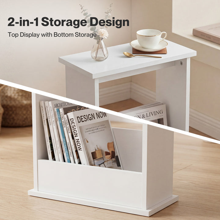 Levede Slim Side Table Magazine Rack Narrow Sofa End Table Storage Living Room