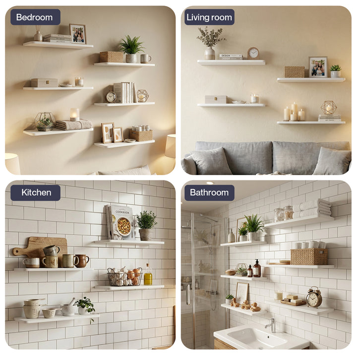 Levede Floating Shelves 6Pcs DIY Wall Mounted Storage Display Bookshelf White