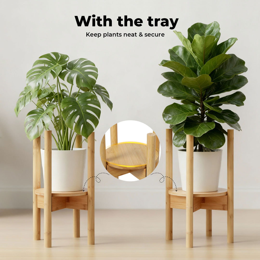 Bamboo Adjustable Plant Stand Indoor Outdoor Modern Display Stand Rack.