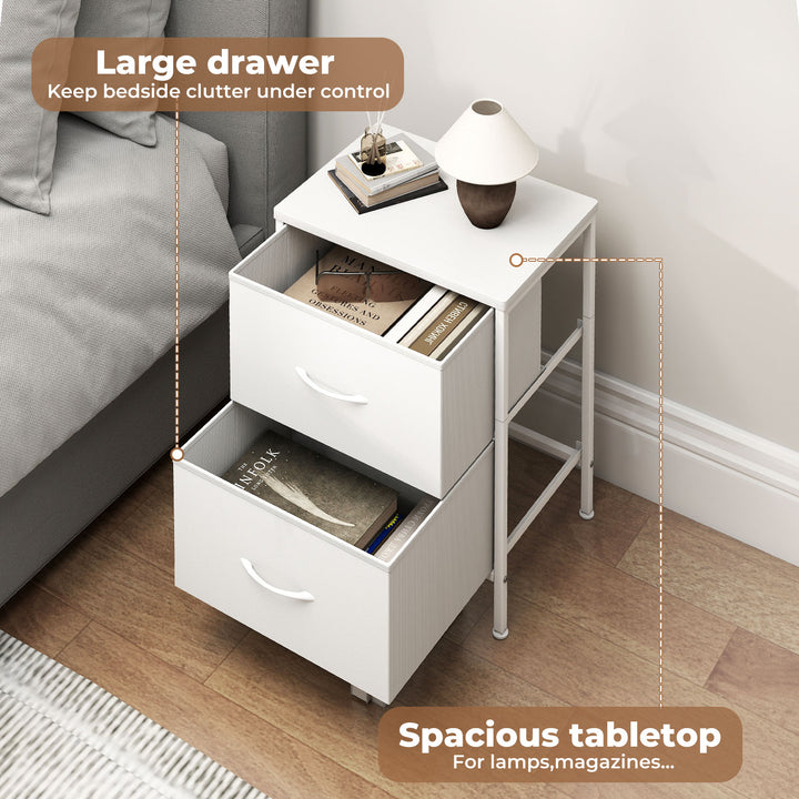 Bedside Table Storage Nightstand Bedroom Cabinet Drawers End Table Shelf.