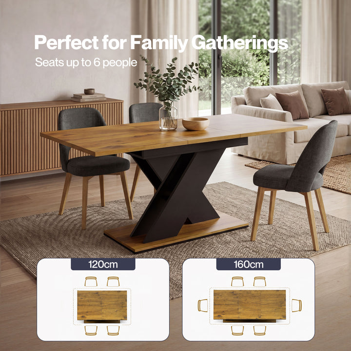 Levede Dining Table Extendable 120cm-160cm 6 People Rectangular Dining Room