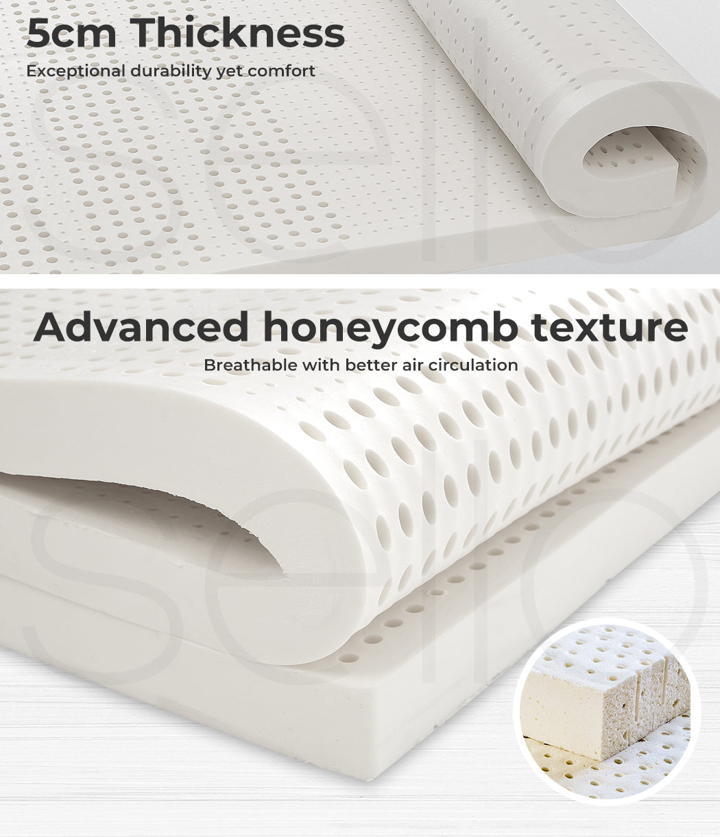 DreamZ Latex Mattress Topper for All Bed Sizes - Levede