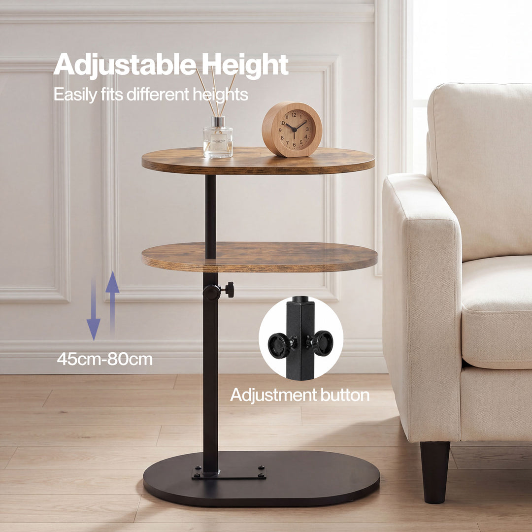C Shaped Side Table Adjustable Height 360° Rotating Laptop Sofa End Table