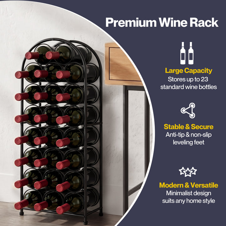 Levede 23 Bottle Wine Rack Kitchen Home Floor Storage Organiser Metal Black