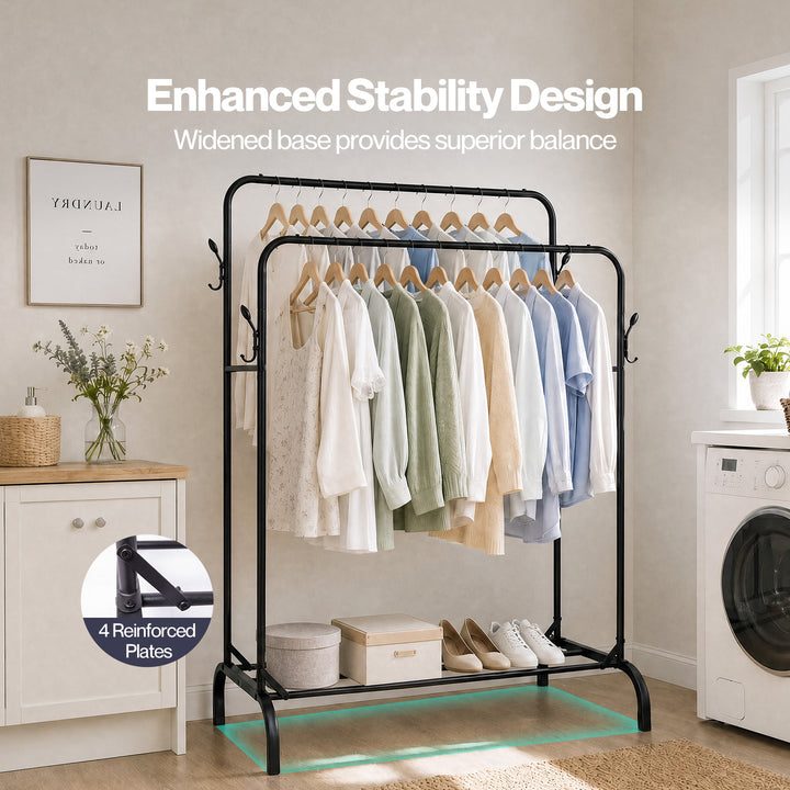 Clothes Rack Heavy Duty Garment Rack Carbon Steel 95kg Black
