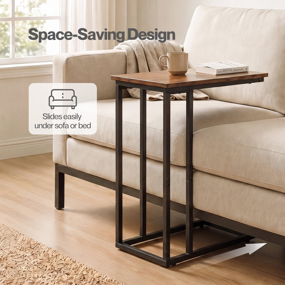 C Shaped Side Table Waterproof Couch Coffee Laptop End Table Metal Frame