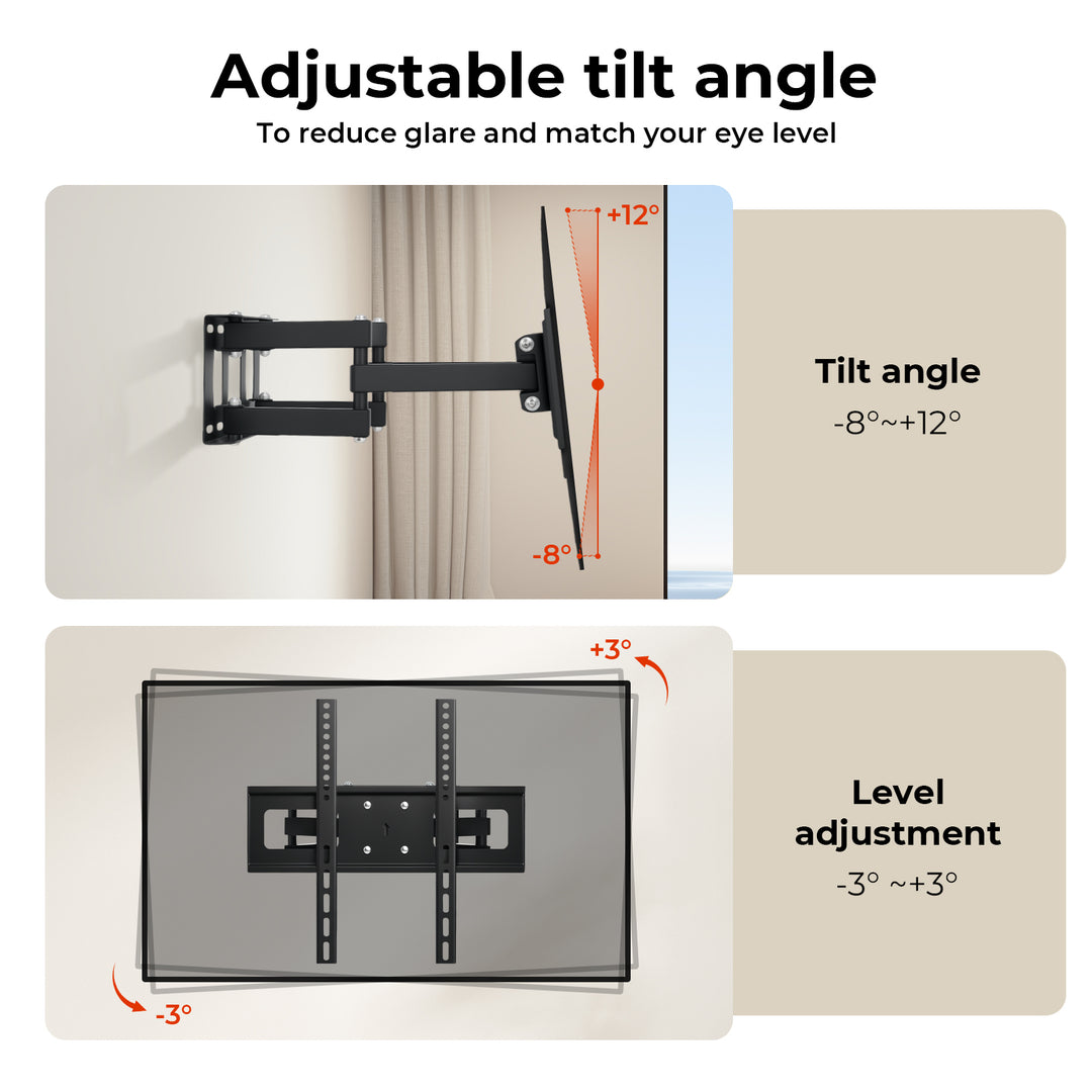 Full Motion TV Wall Mount Bracket Swivel Tilt LED LCD Plasma 32-65 Inch.