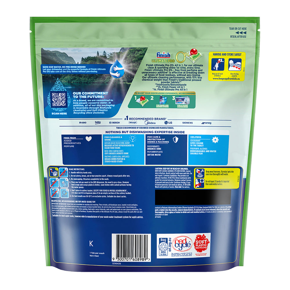 Finish Ultimate 0% 38c/Tab x 400 Dishwasher Tablets.