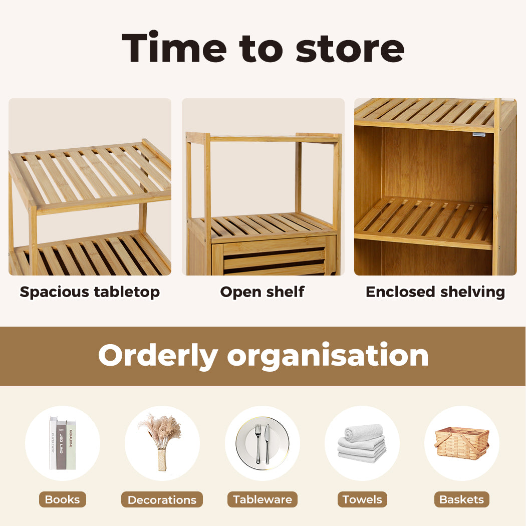 Levede Bamboo Shoe Storage Cabinet Laundry Organizer Cupboard Freestanding