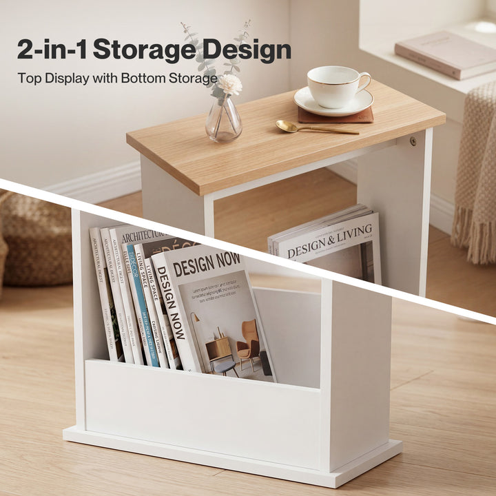 Levede Slim Side Table Magazine Rack Narrow Sofa End Table Storage Living Room