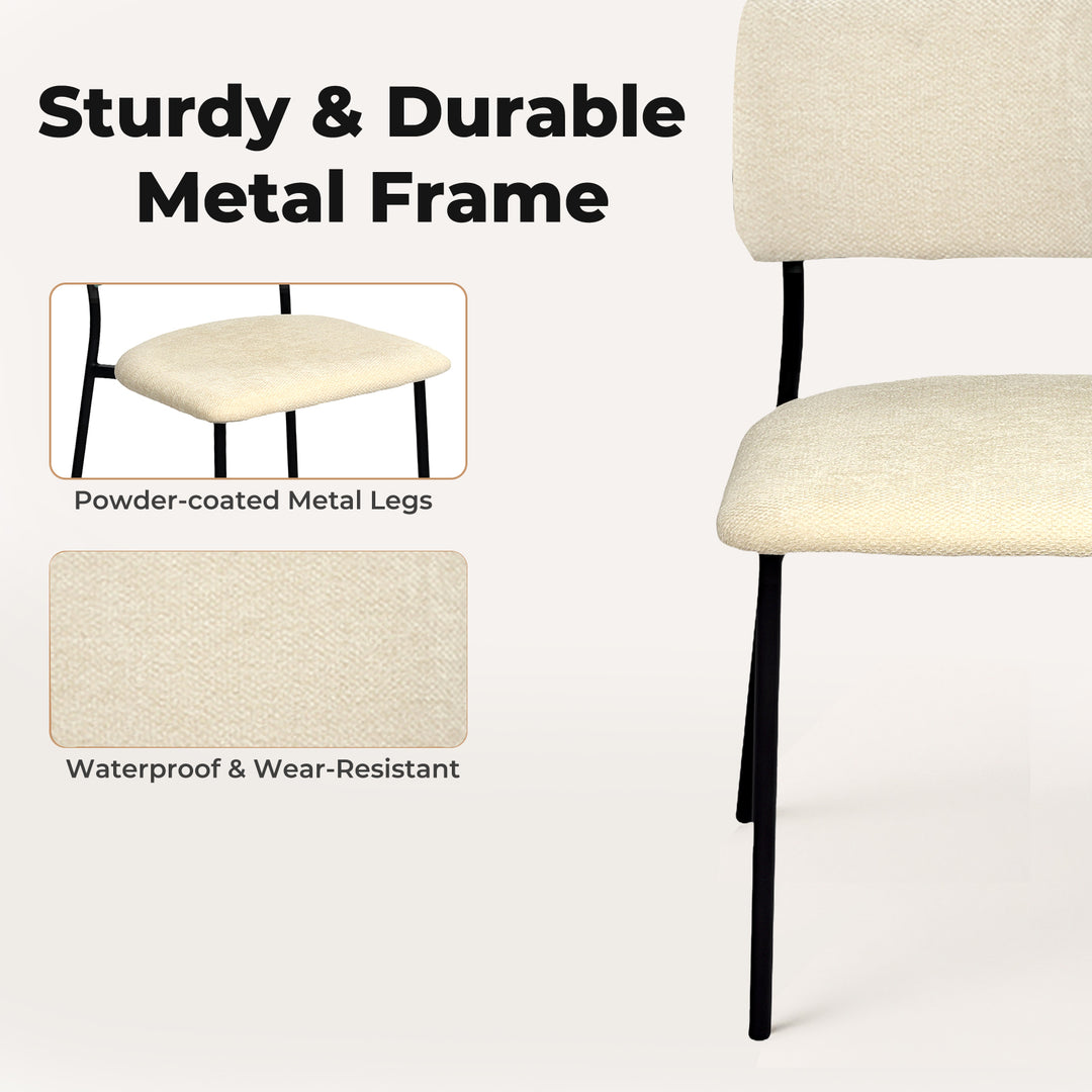 4x PU Backrest Dining Chairs Set Industrial Fabric Padded Seats