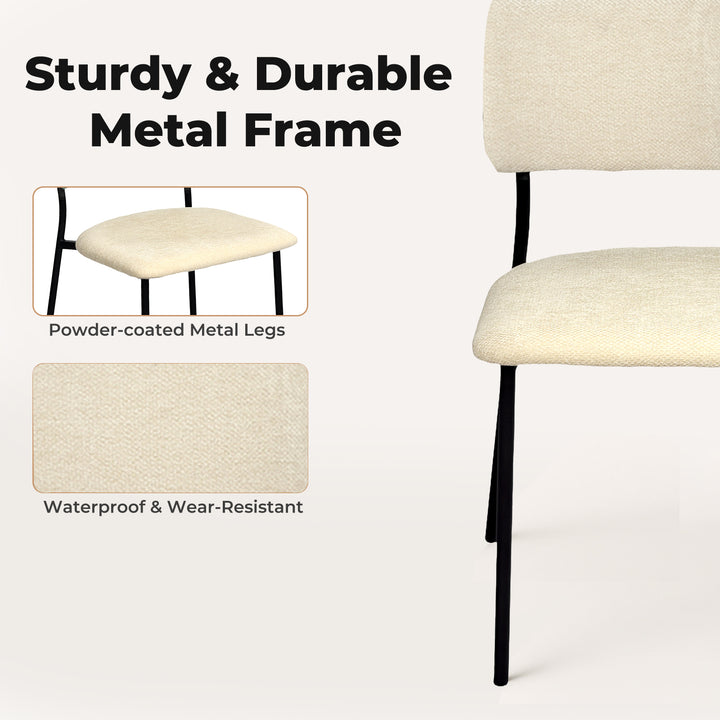 4x PU Backrest Dining Chairs Set Industrial Fabric Padded Seats