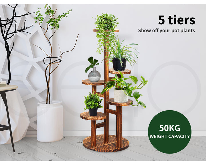 Levede 4-Tier Plant Stand Wood Wooden Pine Shelf Flower Pots Rack Indoor Garden - Levede