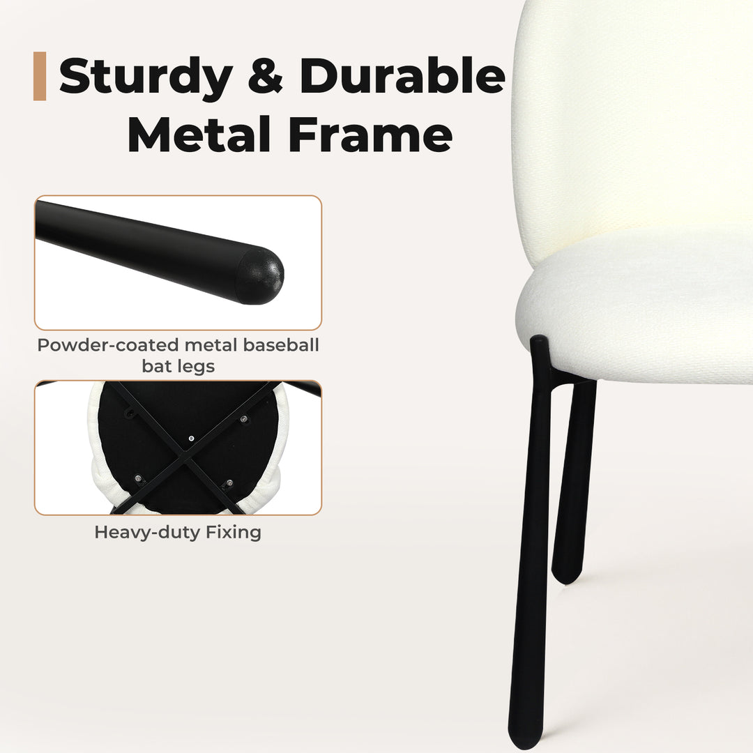 2x Sherpa Dining Chairs Thick Cushioned Upholstered Seat Metal Legs