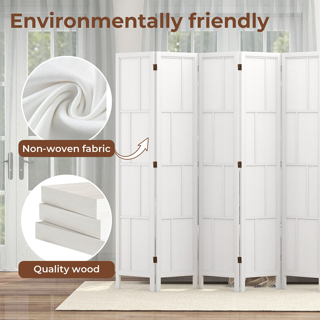 6 Panel Room Divider Folding Partition Freestanding Screen Wooden