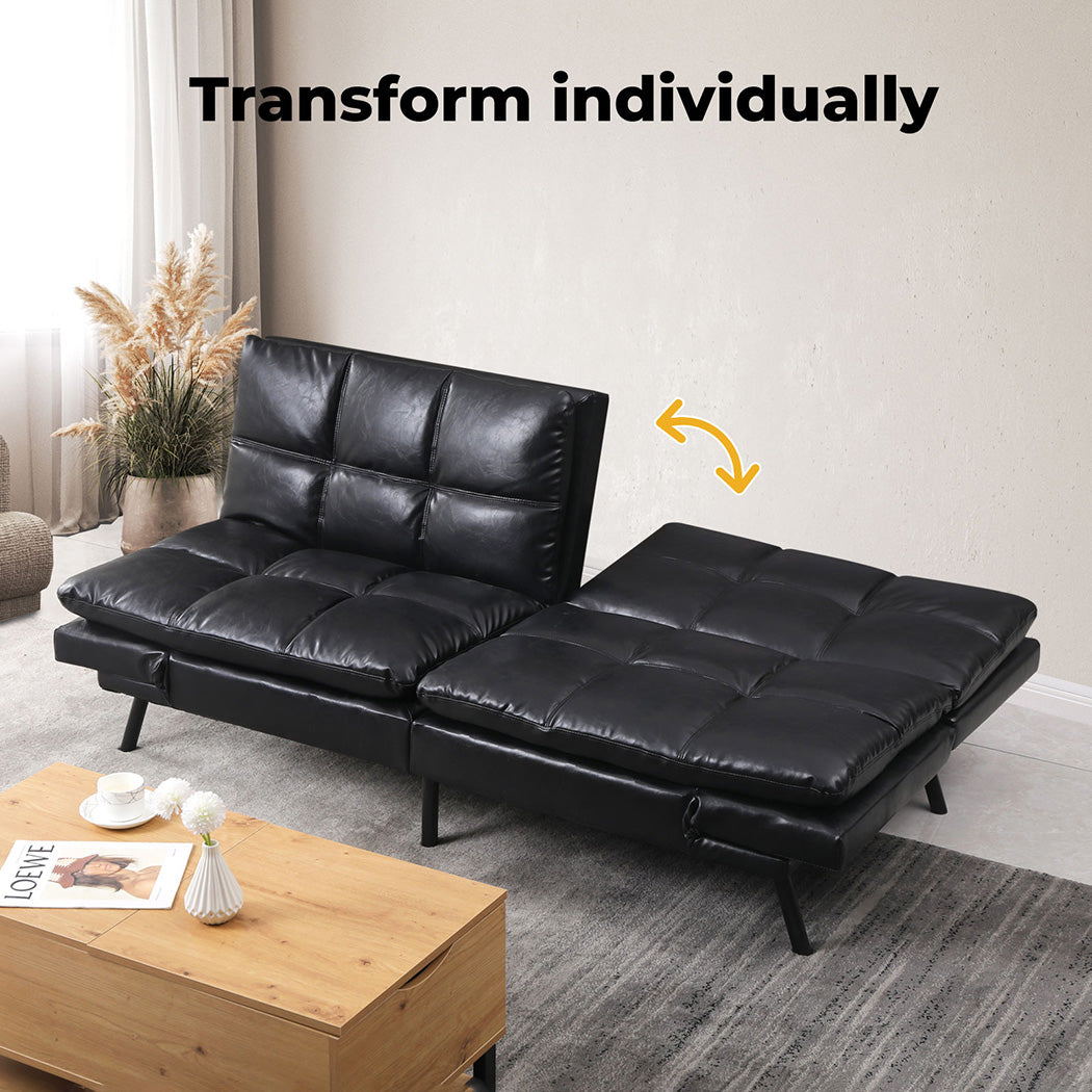 Sofa Bed Futon Recliner Lounge Couch Convertible PU Leather 3 Seater