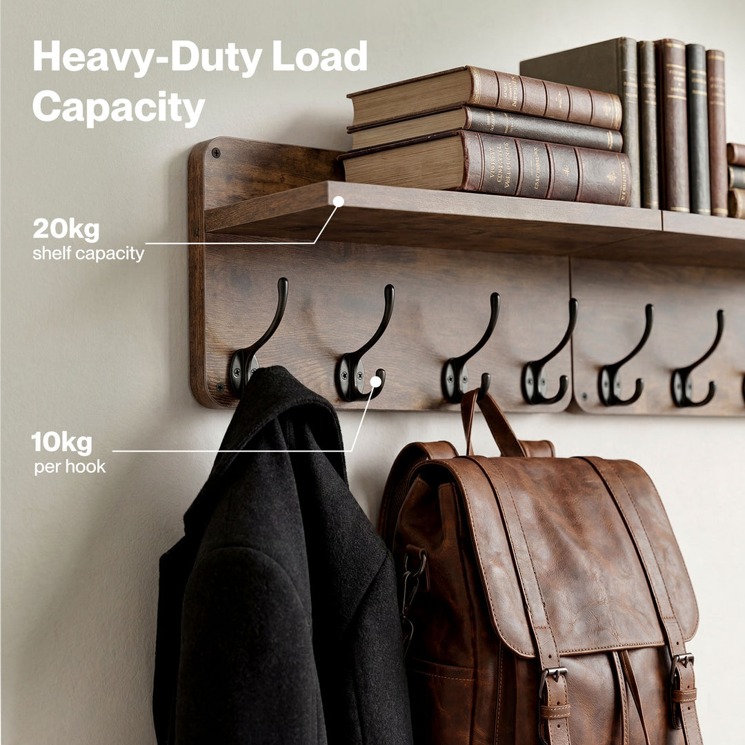 Levede Wall Mounted Coat Rack 2 Pcs Entryway Organizer Storage Rack Shelf Hooks