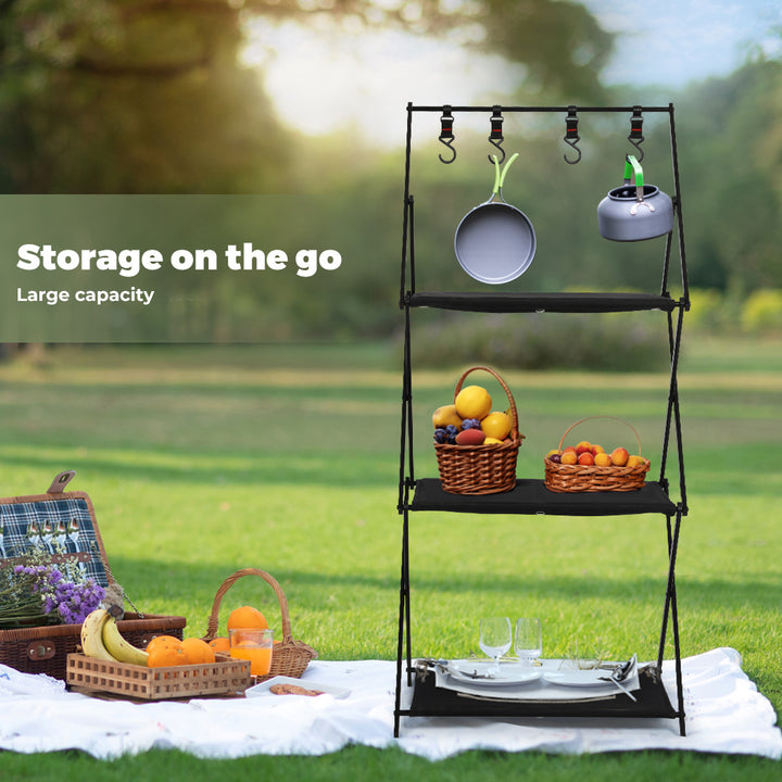 Levede Foldable Camping Storage Shelves with Hooks - Levede