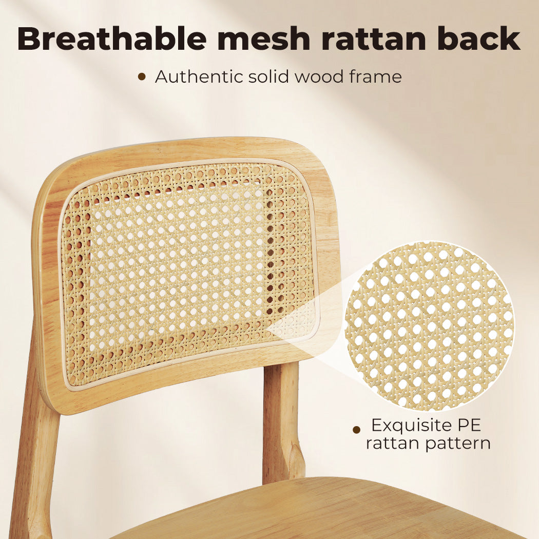 Rattan Dining Chairs Wooden Accent Chair Kitchen Lounge Cafe Armless