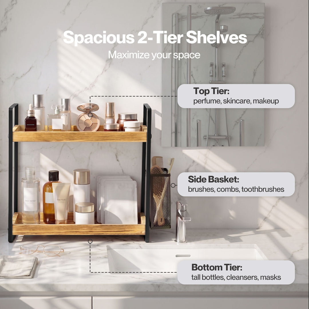 Levede 2 Tier Countertop Organiser Classic Storage Rack Shelf Bathroom Kitchen