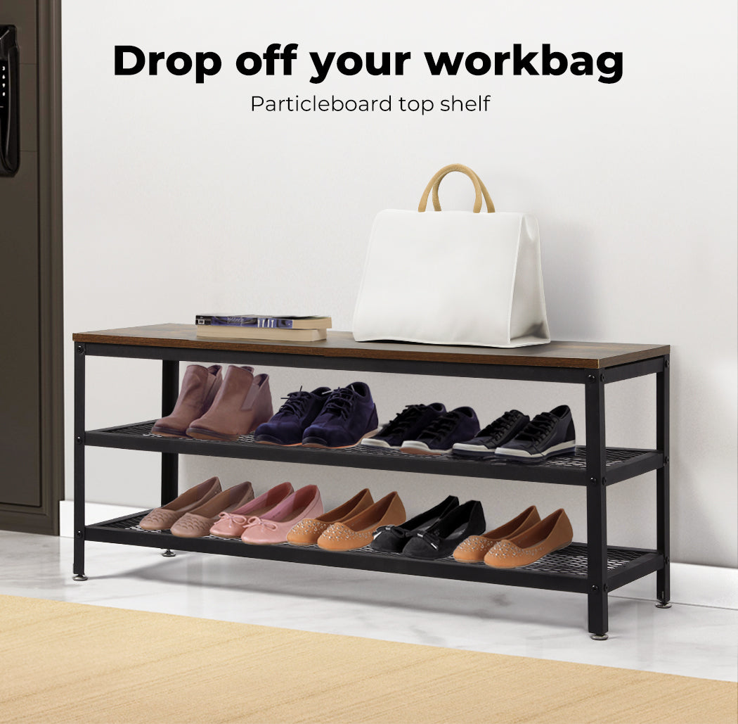 3-Tier Shoe Rack Bench Storage Cabinet