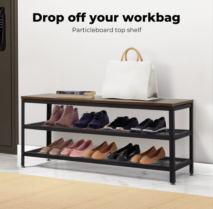 3-Tier Shoe Rack Bench Storage Cabinet