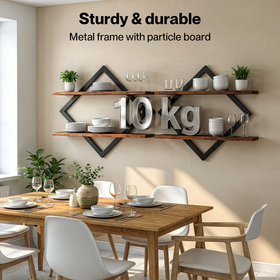 Levede Wall Shelf Floating 2 Tier Storage Decorative Bookshelf 2 Pcs Living Room