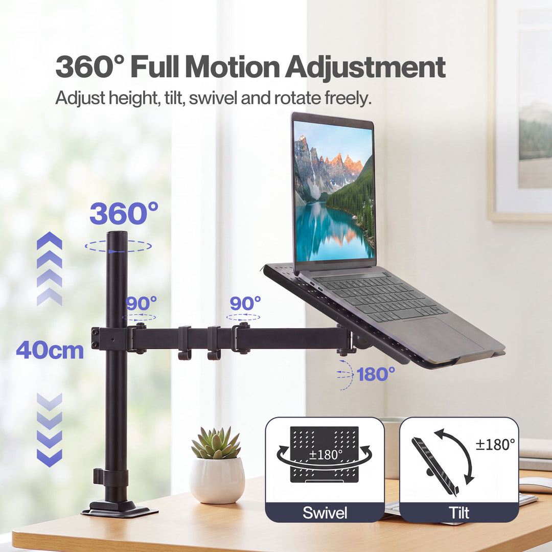 Single Monitor Arm Desk Mount for 13-32 Inch Height Adjustable Black