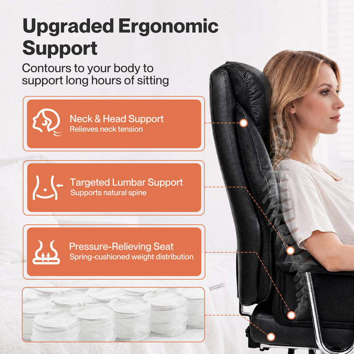 Gaming Chair Ergonomic With Footrest 150°Recline for Home Office Black