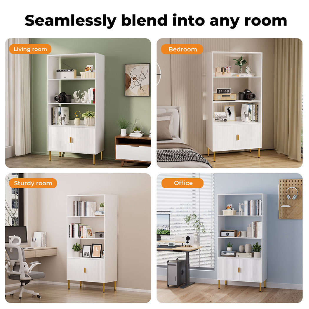 Levede Display Shelf 3 Tier Open Bookshelf 165cm Storage Cabinet Bookcase Wooden