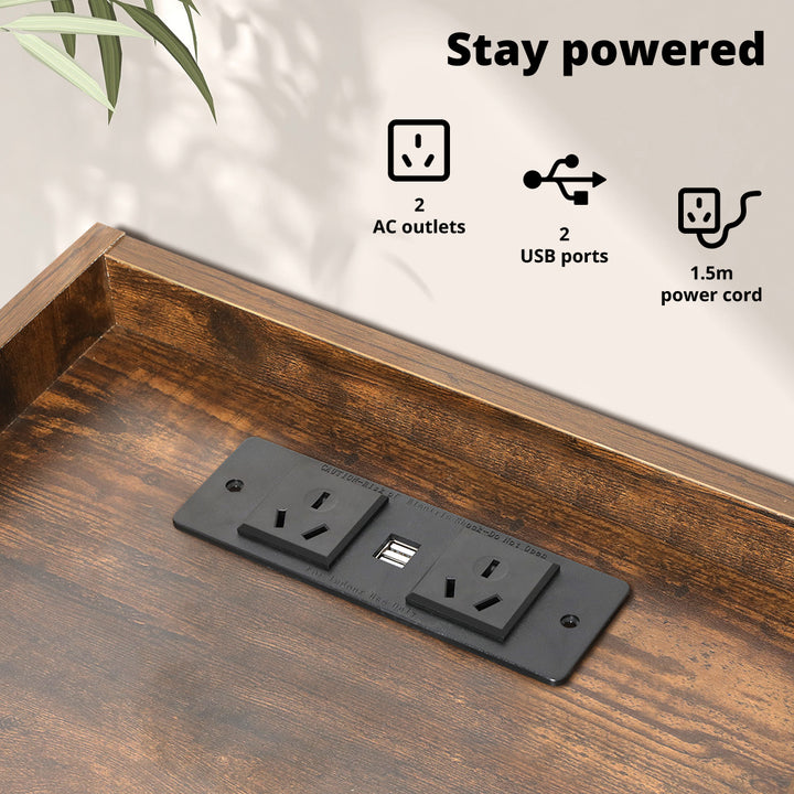 Levede Bedside Table with USB Charger Outlet and LED Light - Levede