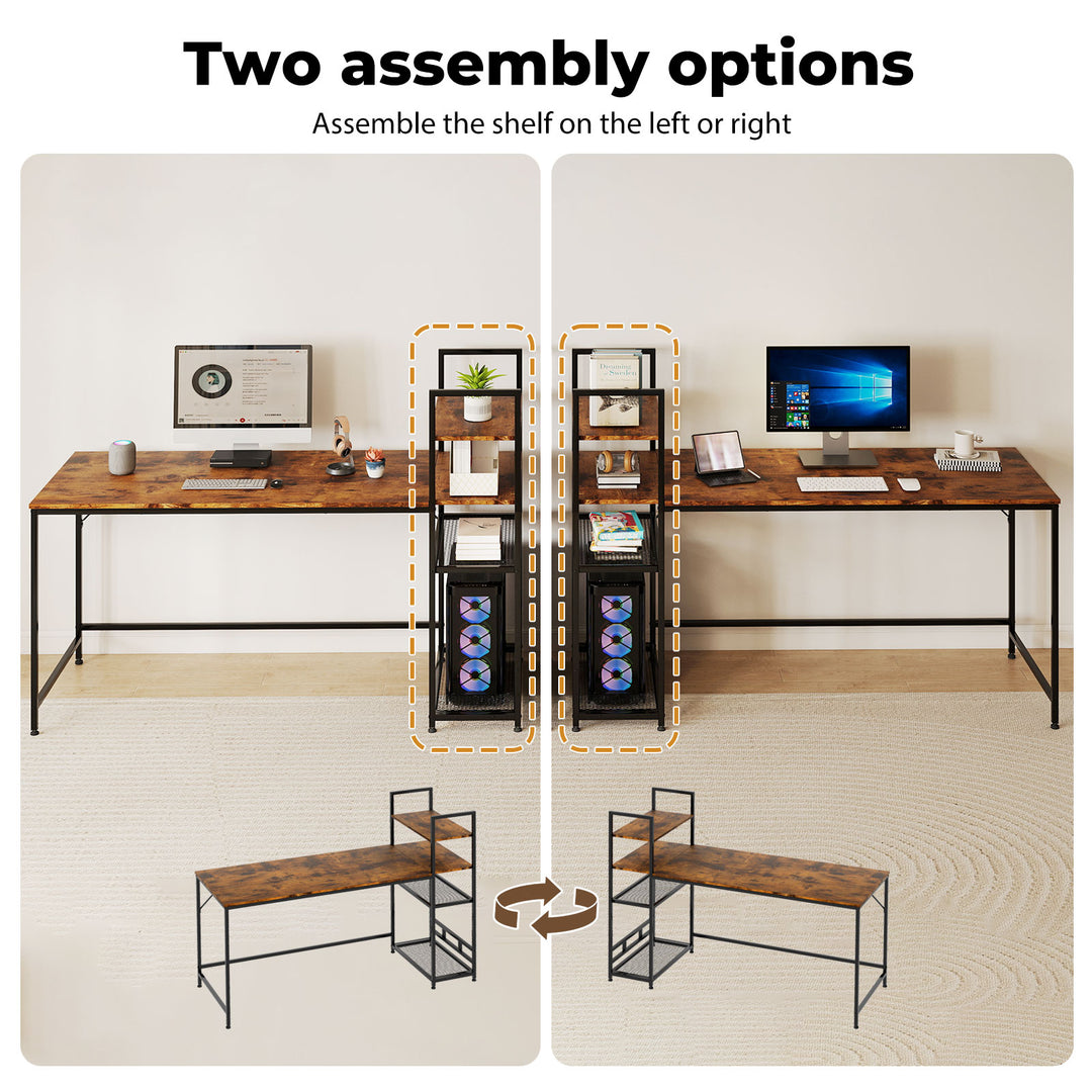 Computer Desk Study Table Home Office Workstation with 4-Tier Shelf 160cm