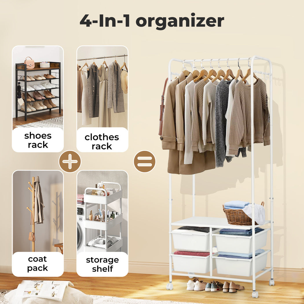 Levede Clothes Rack Stand Heavy Duty Steel Hanging Garment Organizer Coat Shelf - Levede