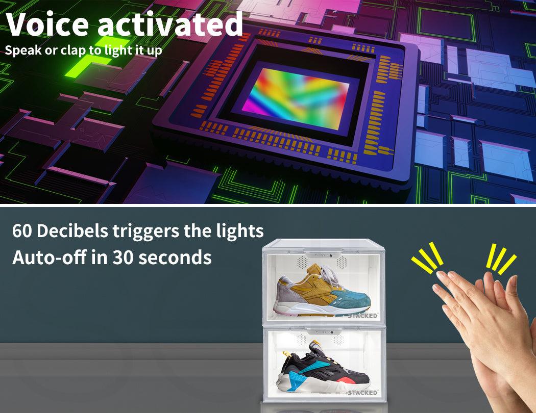 Sneaker Display Case With LED Voice Control - White