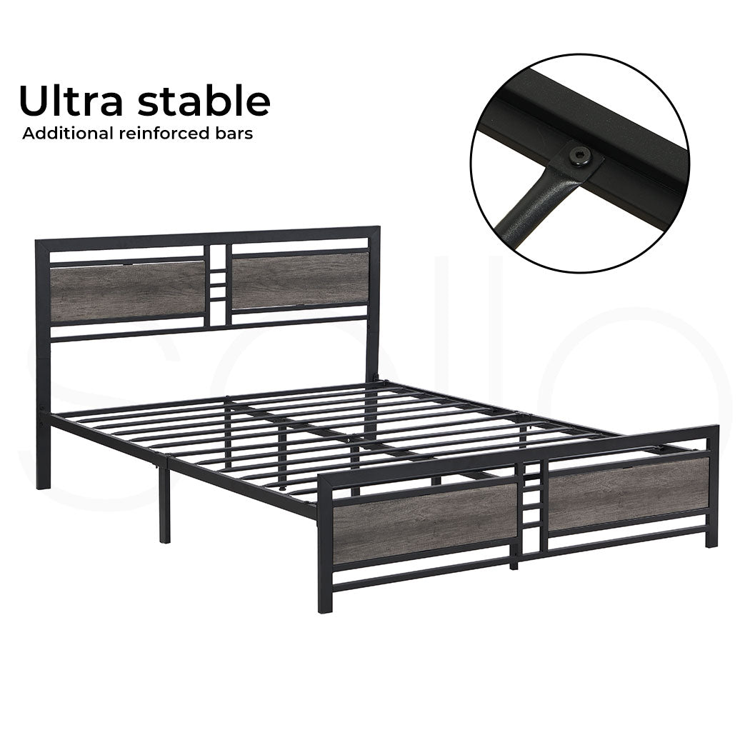 Levede Queen Bed Frame Metal Mattress Dark Grey - Levede