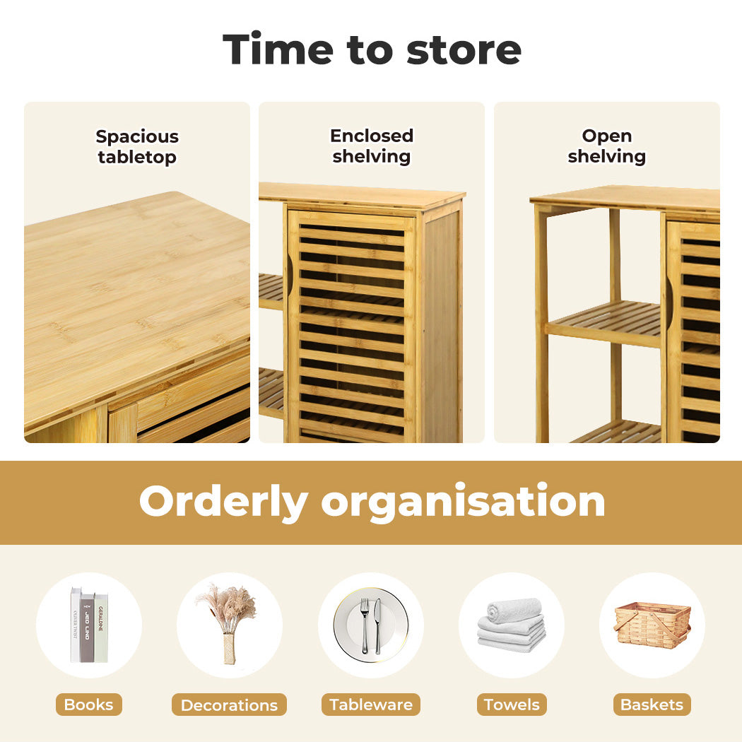 Levede Bamboo Shoe Storage Cabinet Laundry Organiser Cupboard