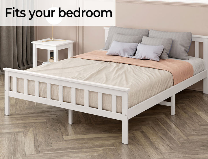 Levede Wooden Bed Frame Mattress Base Solid Timber Pine Wood White