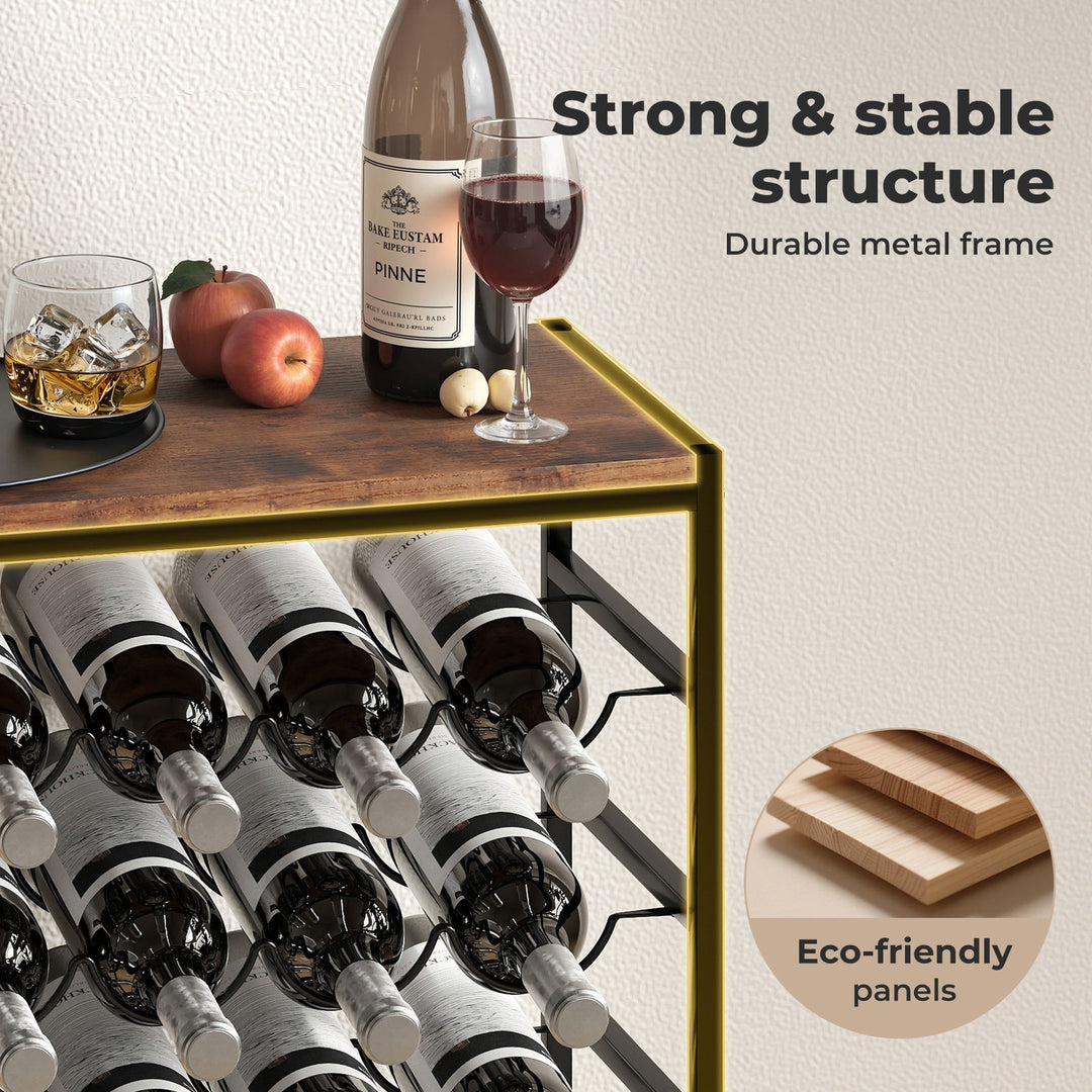 Wine Rack 30 Bottles Free Standing Floor Wooden Top 6 Tiers Wine Shelves
