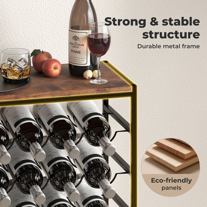 Wine Rack 30 Bottles Free Standing Floor Wooden Top 6 Tiers Wine Shelves