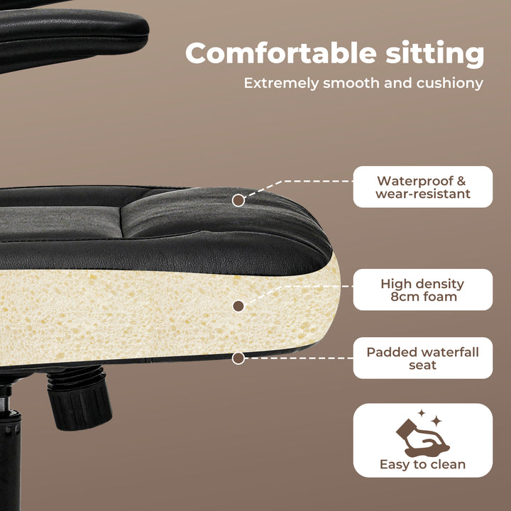 Executive Office Chair Adjustable Height Computer Work PU Leather Seat