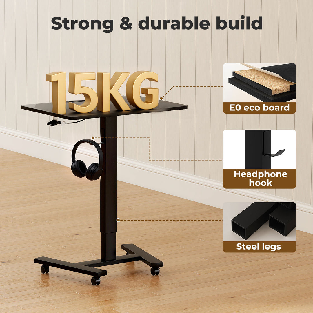 Mobile Standing Desk Adjustable Height Table Laptop Rolling Desk Wheels