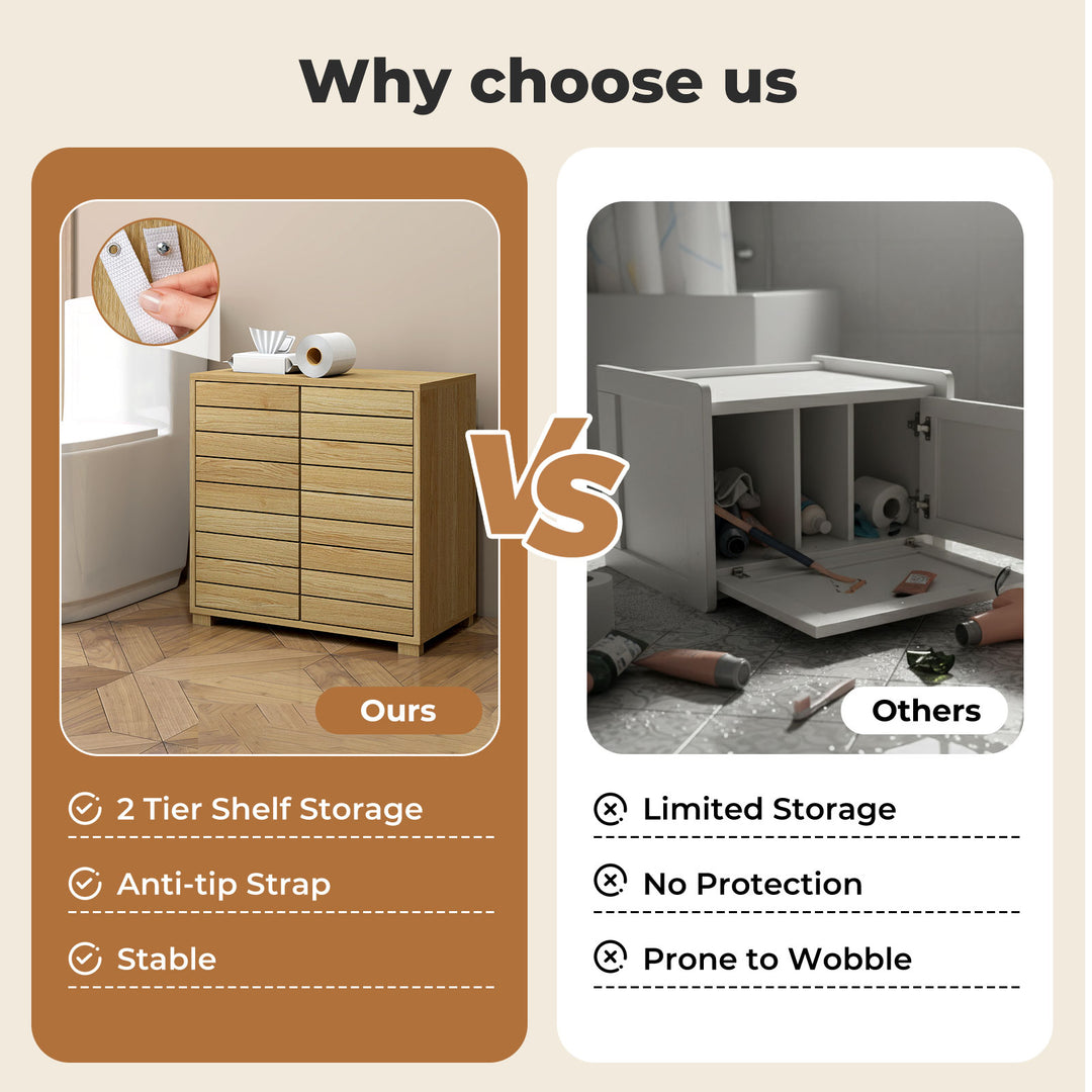 Bathroom Storage Cabinet Freestanding Adjustable Shelf Cupboard Organiser