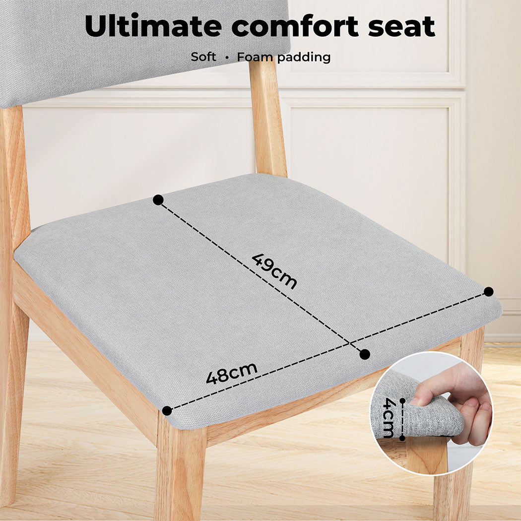 8x Dining Chair Solid Wood Lounge Seat Back Upholstered Linen Padded